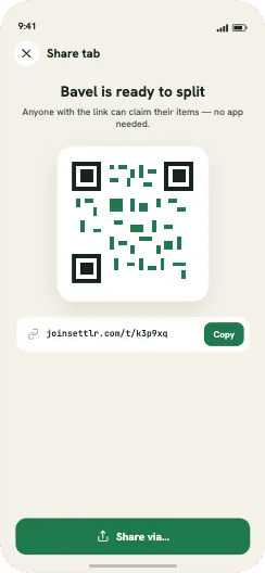 Share screen with QR code